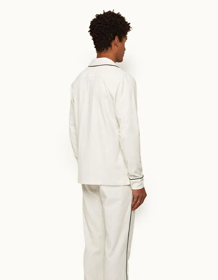 Men Orlebar Brown Shirts Gowder Piping White Sand