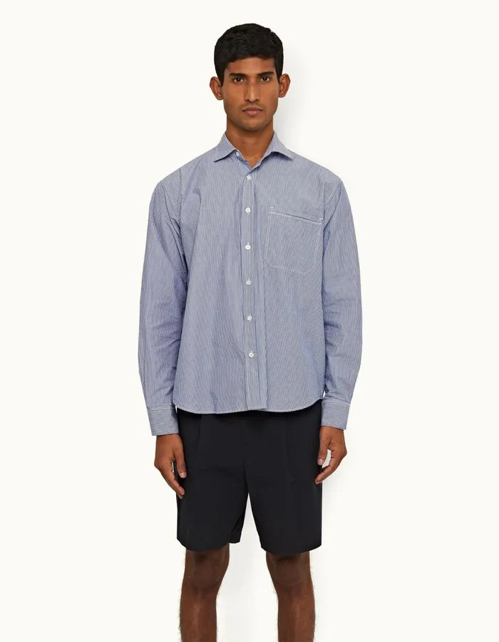 Men Orlebar Brown Shirts Grasmoor Midnight Navywhite