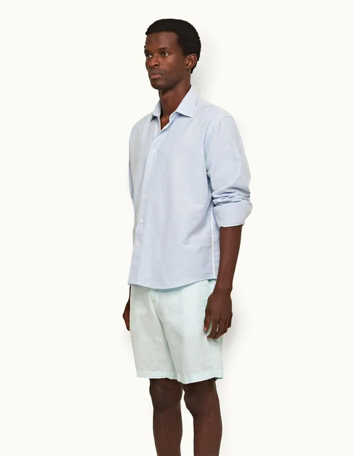 Men Orlebar Brown Shirts Grasmoor Serenity Blue