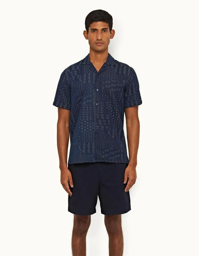Men Orlebar Brown Shirts Hibbert Indigo