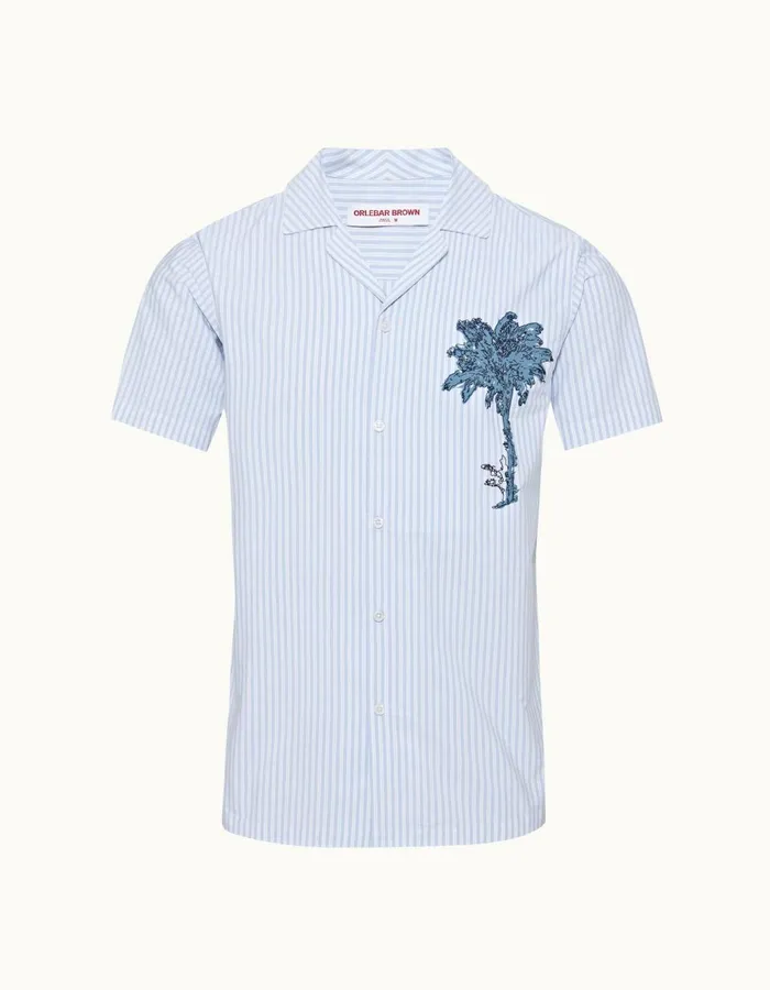 Men Orlebar Brown Shirts Hibbert Light Island Skywhite
