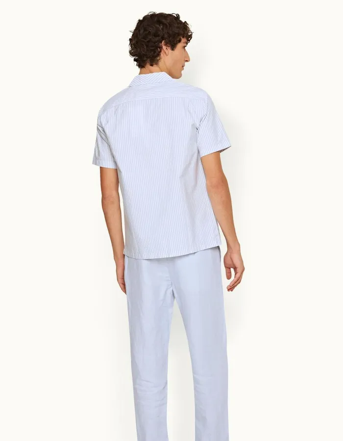 Men Orlebar Brown Shirts Hibbert Light Island Skywhite