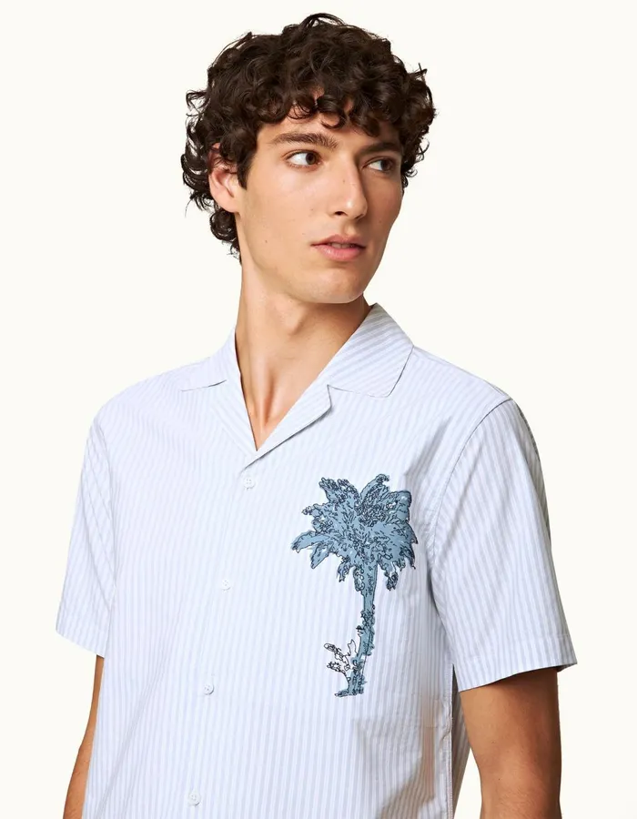 Men Orlebar Brown Shirts Hibbert Light Island Skywhite