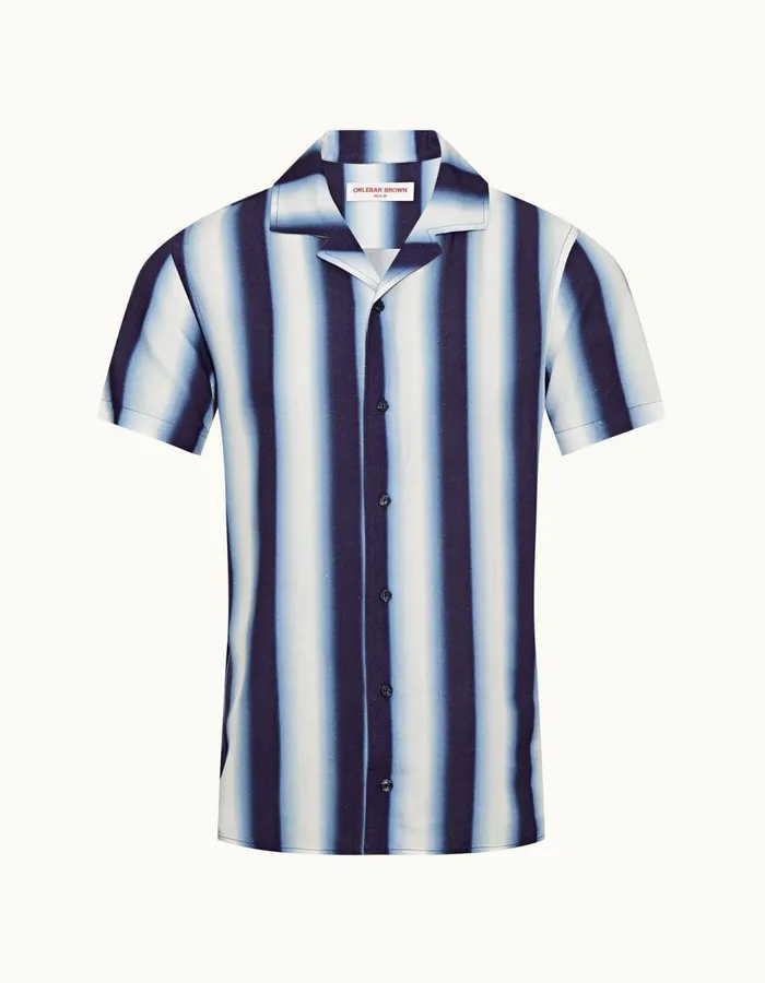 Men Orlebar Brown Shirts Hibbert Linen Night Iriscloud