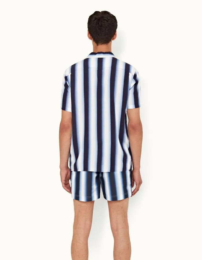 Men Orlebar Brown Shirts Hibbert Linen Night Iriscloud