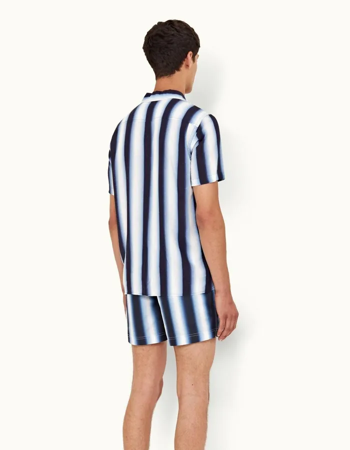 Men Orlebar Brown Shirts Hibbert Linen Night Iriscloud