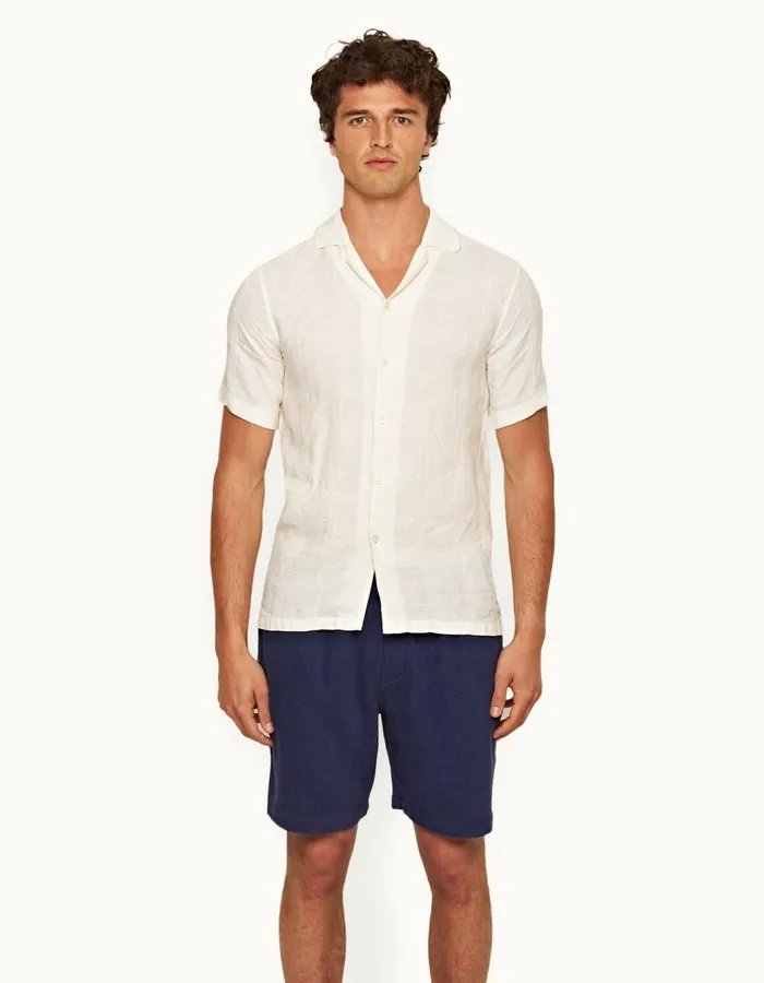 Men Orlebar Brown Shirts Hibbert Linen Sandbar