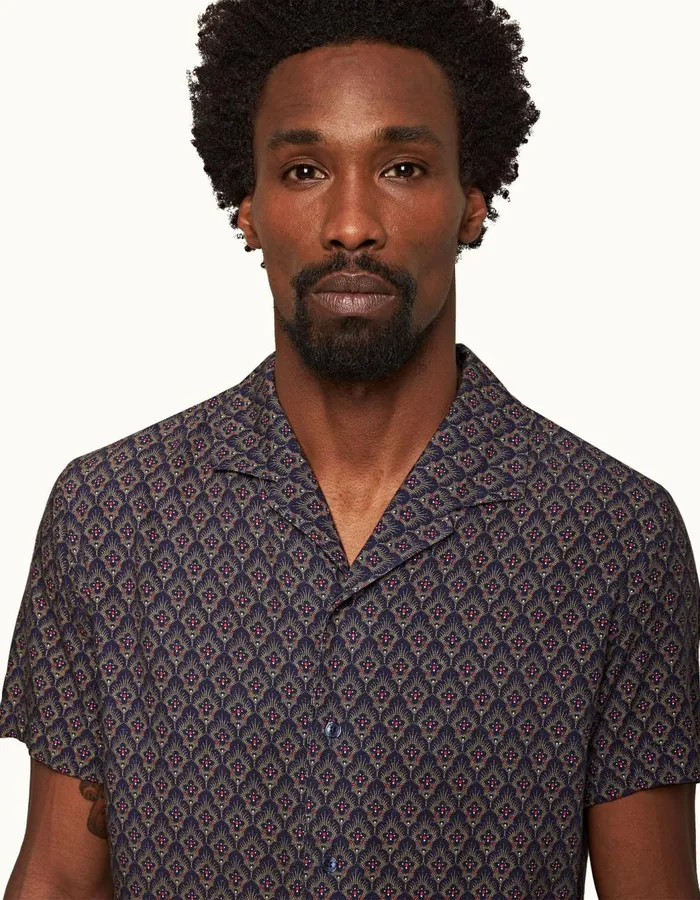 Men Orlebar Brown Shirts Hibbert Midnight Navy