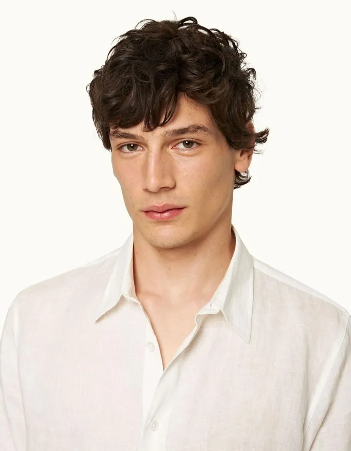 Men Orlebar Brown Shirts Justin Linen White