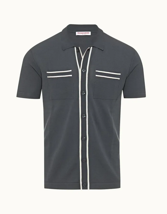 Men Orlebar Brown Shirts Keeling Granitewhite Sand