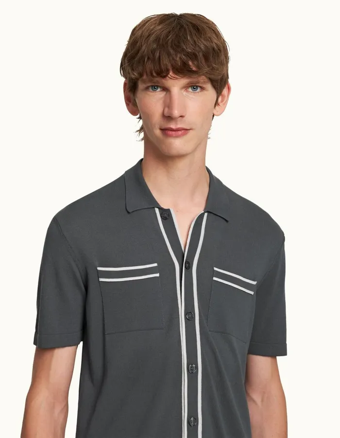 Men Orlebar Brown Shirts Keeling Granitewhite Sand