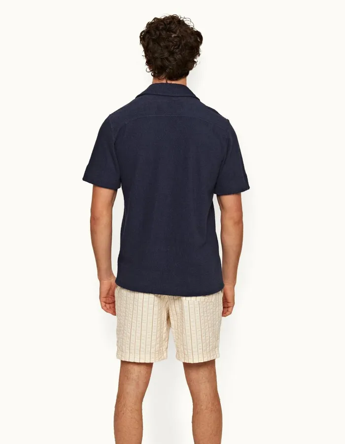 Men Orlebar Brown Shirts Lazar Towelling Lagoon Blue