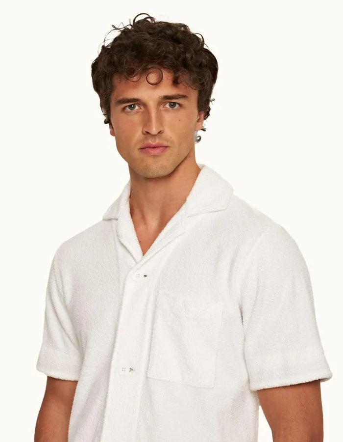 Men Orlebar Brown Shirts Lazar Towelling White