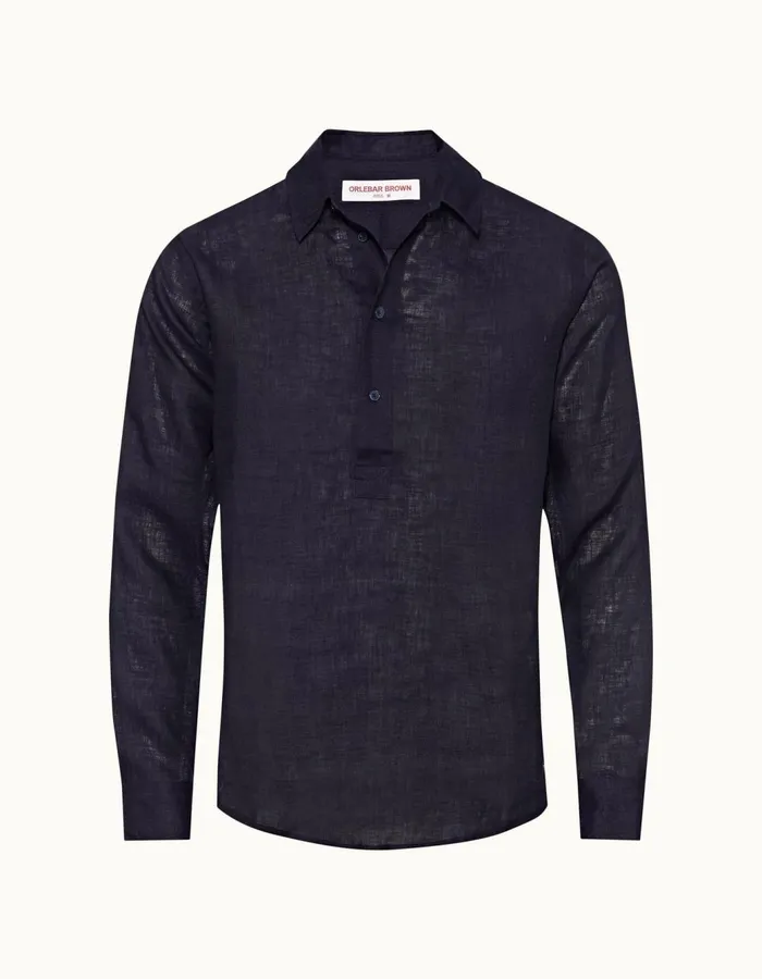 Men Orlebar Brown Shirts Percy Dark Navy