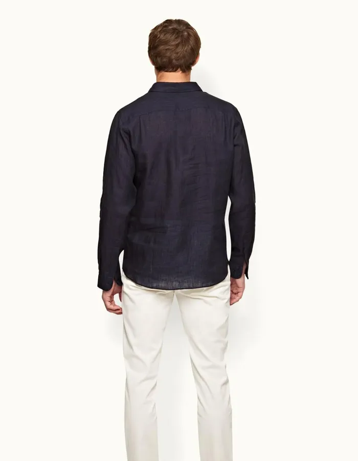 Men Orlebar Brown Shirts Percy Dark Navy