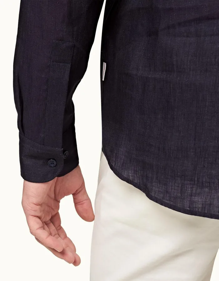 Men Orlebar Brown Shirts Percy Dark Navy