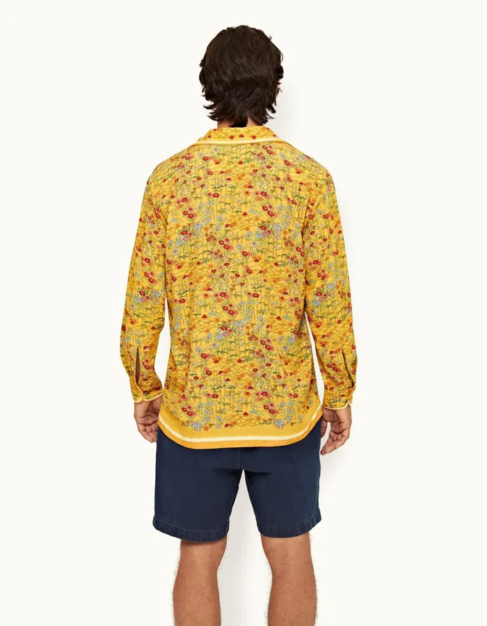 Men Orlebar Brown Shirts Ridley Linen Bright Gold