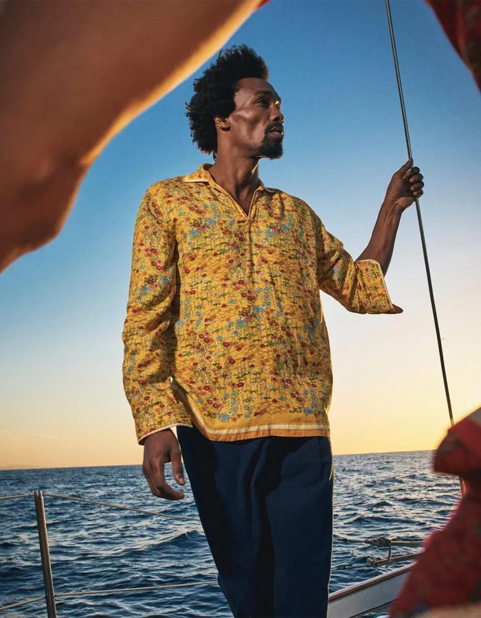 Men Orlebar Brown Shirts Ridley Linen Bright Gold