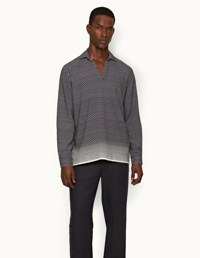 Men Orlebar Brown Shirts Ridley Night Iriswhite