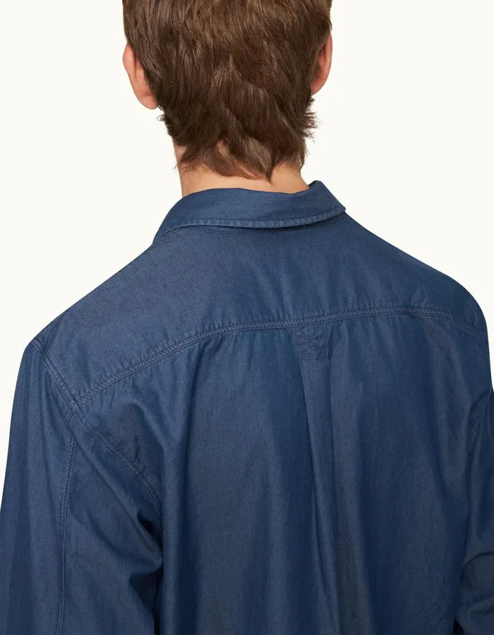 Men Orlebar Brown Shirts Shanklin Denim Washed Indigo