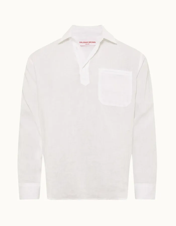 Men Orlebar Brown Shirts Shanklin Linen White