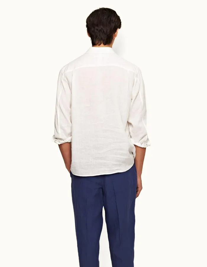 Men Orlebar Brown Shirts Shanklin Linen White