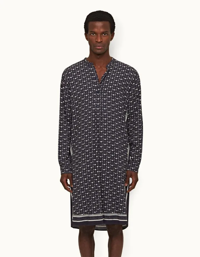 Men Orlebar Brown Shirts Shuman Dark Sapphiresea Mist
