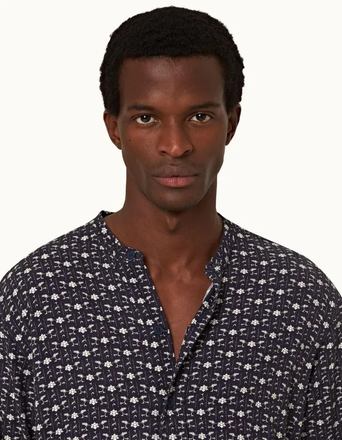 Men Orlebar Brown Shirts Shuman Dark Sapphiresea Mist