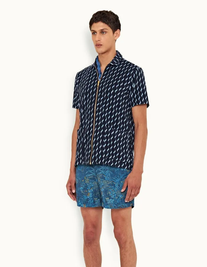 Men Orlebar Brown Shirts Sommerland Towelling Night Iriscerulean