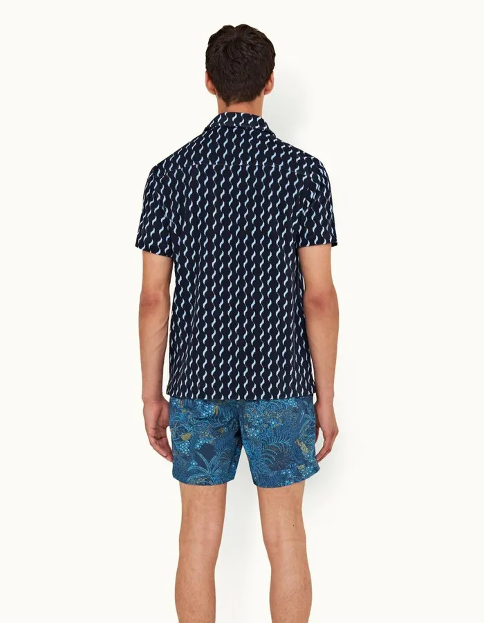 Men Orlebar Brown Shirts Sommerland Towelling Night Iriscerulean