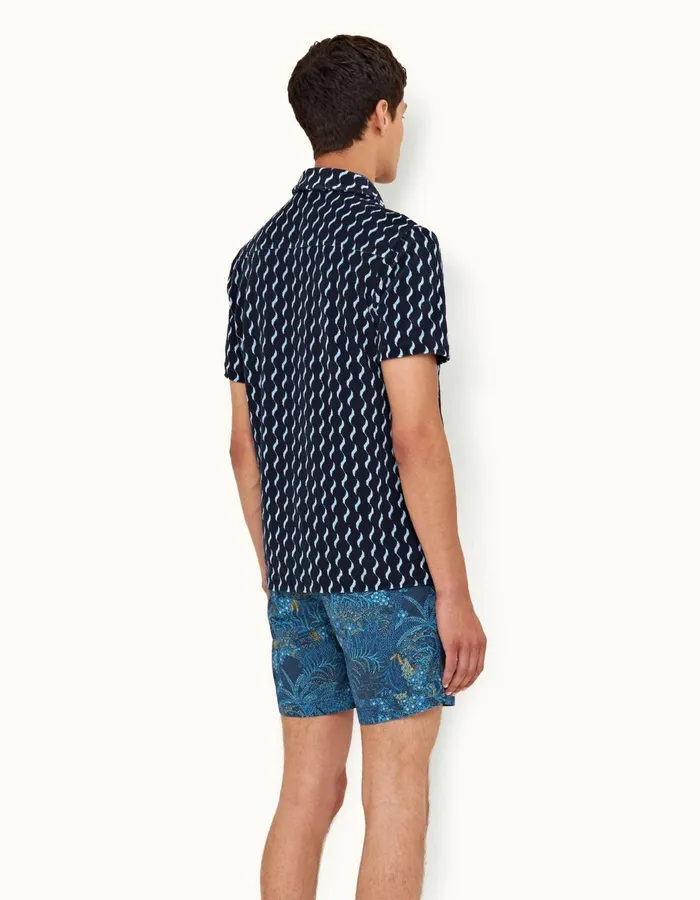 Men Orlebar Brown Shirts Sommerland Towelling Night Iriscerulean