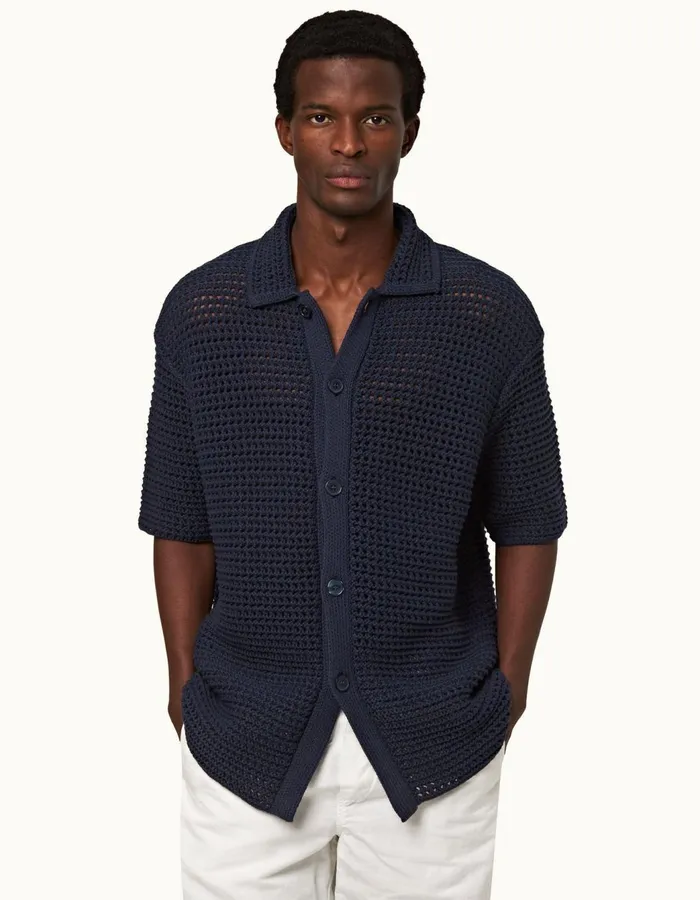 Men Orlebar Brown Shirts Thomas Night Iris