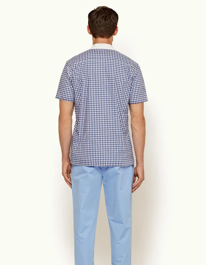 Men Orlebar Brown Shirts Thunderball Gingham Shirt Blueprintwhite