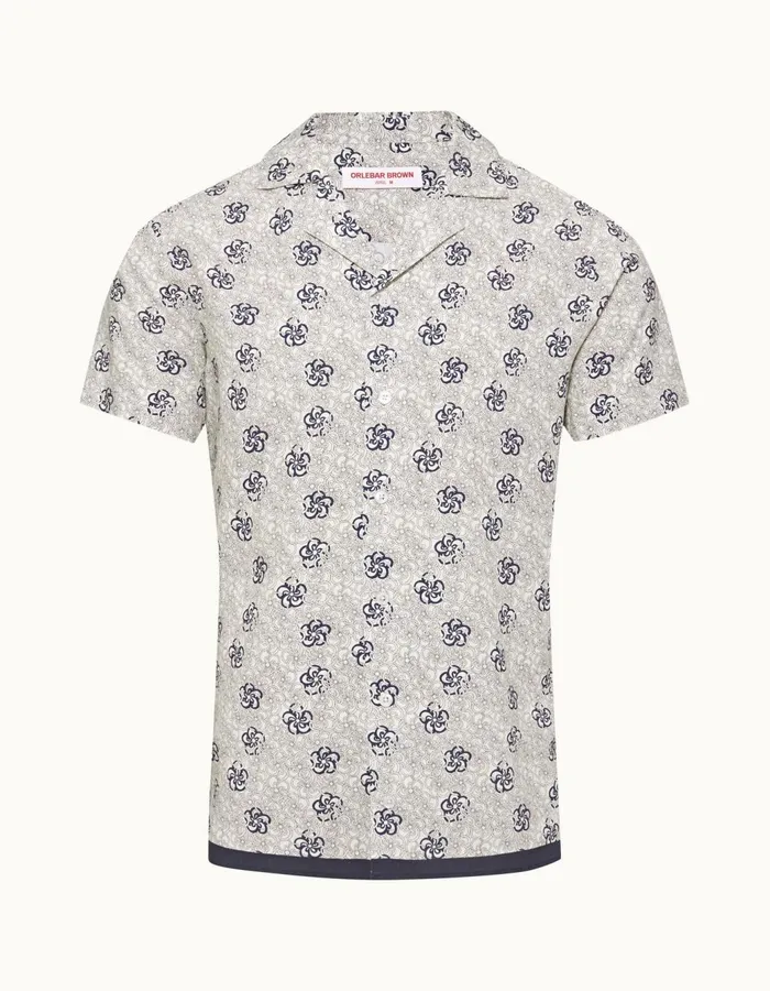 Men Orlebar Brown Shirts Travis White Sand
