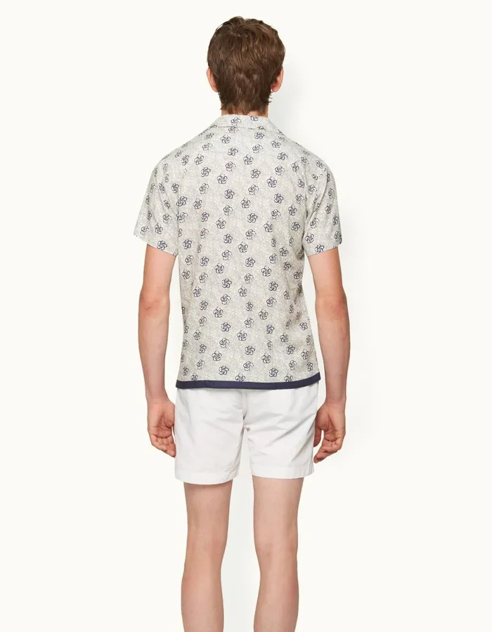 Men Orlebar Brown Shirts Travis White Sand
