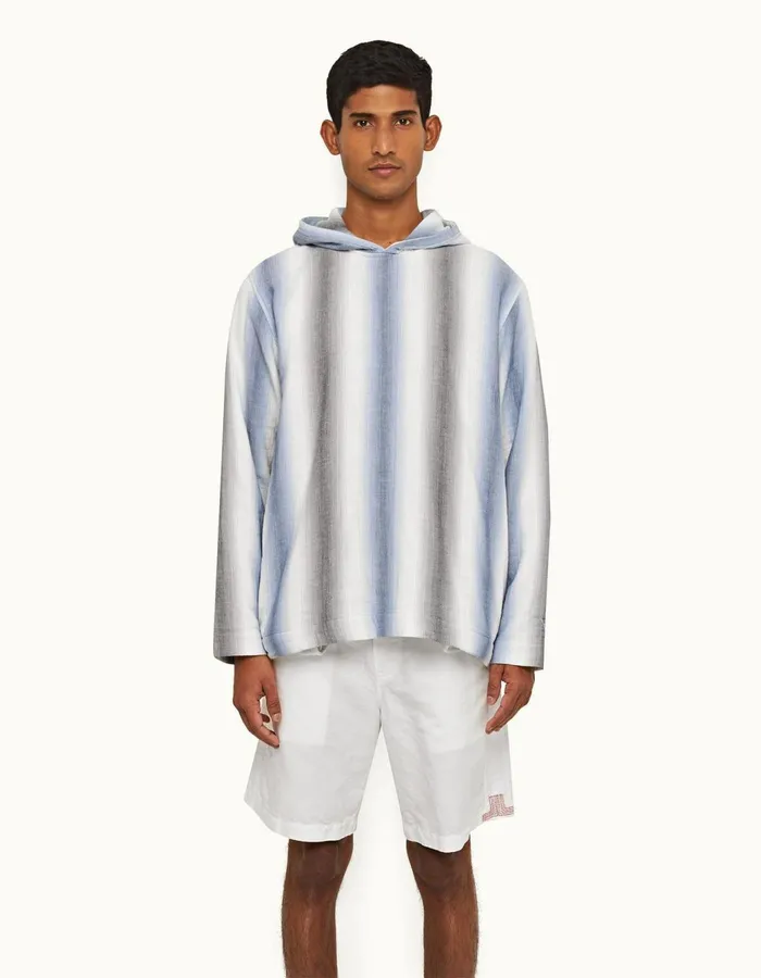 Men Orlebar Brown Sweats Benham Stripe Matchstickblue Depths