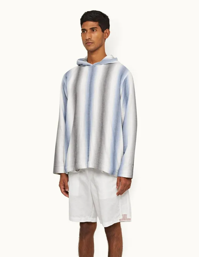 Men Orlebar Brown Sweats Benham Stripe Matchstickblue Depths