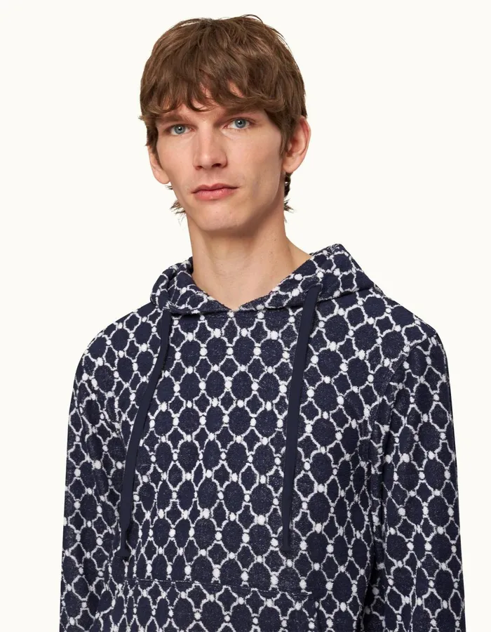 Men Orlebar Brown Sweats Blaine Towelling Midnight Navy