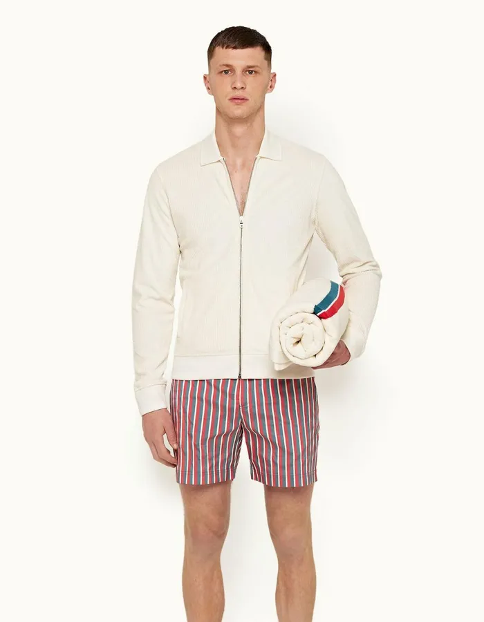 Men Orlebar Brown Sweats Brendon Towelling White Sand