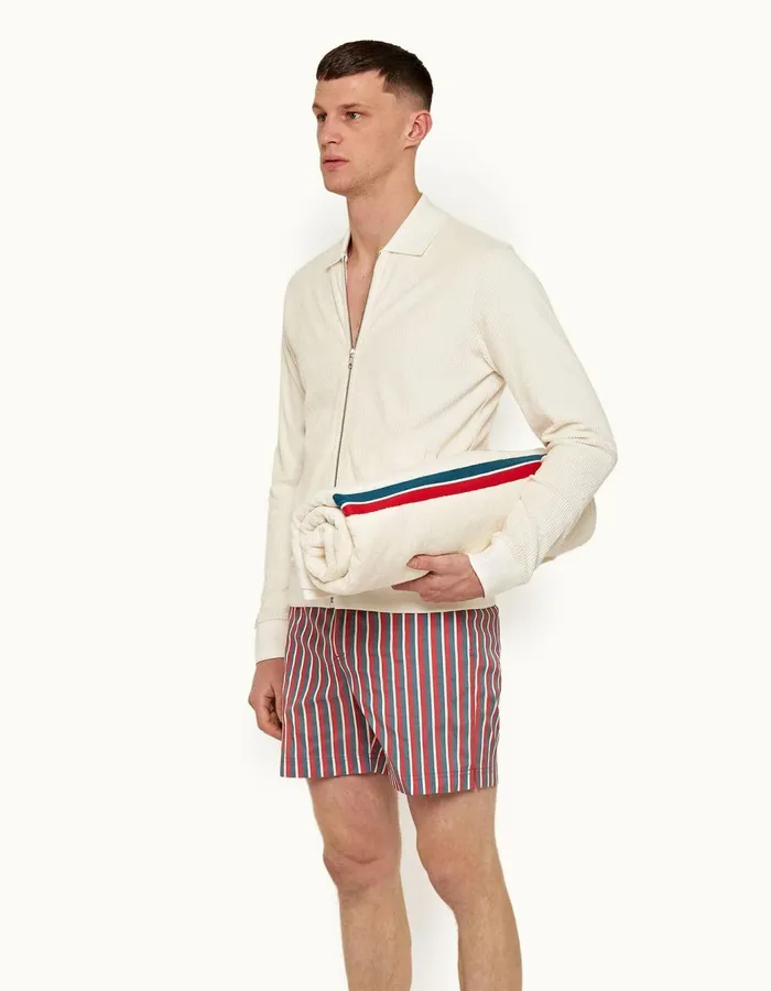 Men Orlebar Brown Sweats Brendon Towelling White Sand