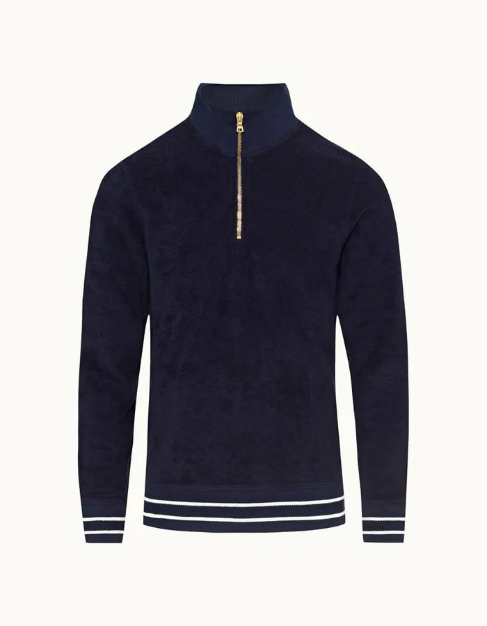 Men Orlebar Brown Sweats Isar Towelling Navy