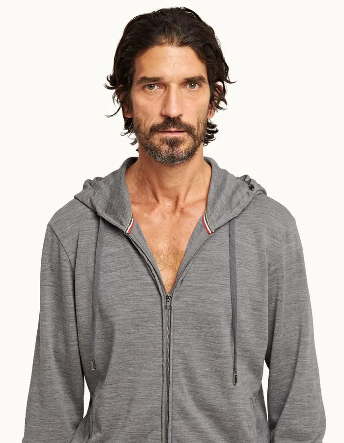 Men Orlebar Brown Sweats Mathers Merino Grey Melange