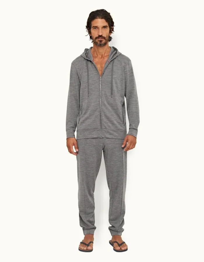 Men Orlebar Brown Sweats Struma Merino Grey Melange