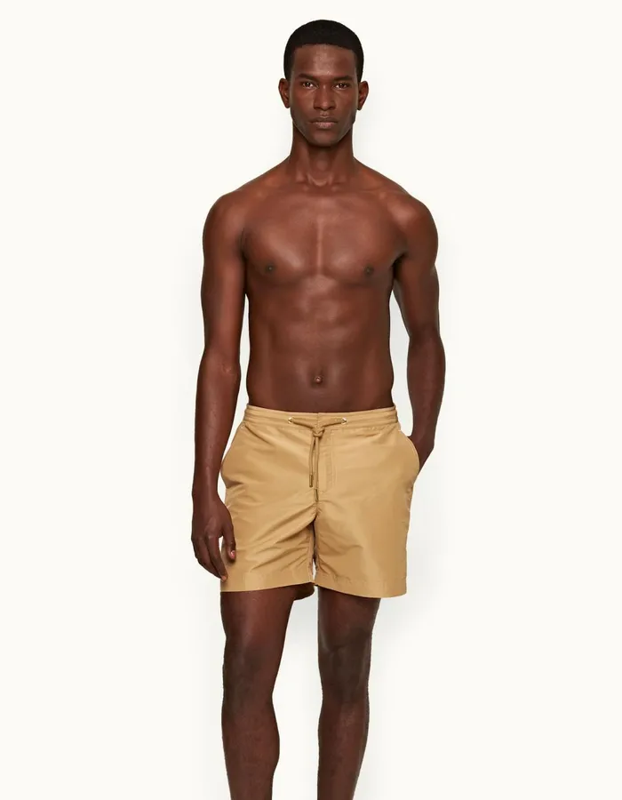 Men Orlebar Brown Swim Shorts Bulldog Drawcord Biscuit