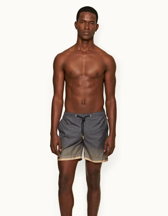 Men Orlebar Brown Swim Shorts Bulldog Drawcord Biscuitnight Iris