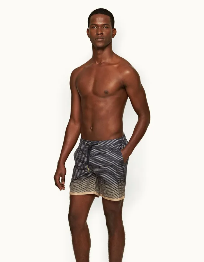 Men Orlebar Brown Swim Shorts Bulldog Drawcord Biscuitnight Iris