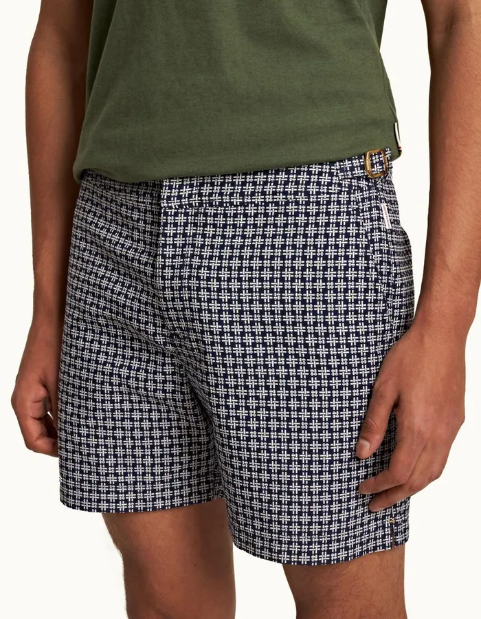 Men Orlebar Brown Swim Shorts Bulldog Midnight Navywhite Sand