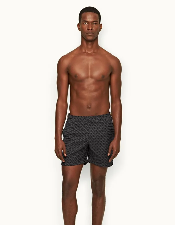 Men Orlebar Brown Swim Shorts Bulldog Piranha Grey