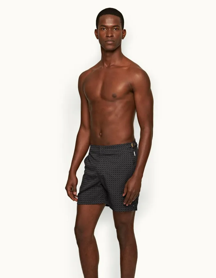 Men Orlebar Brown Swim Shorts Bulldog Piranha Grey