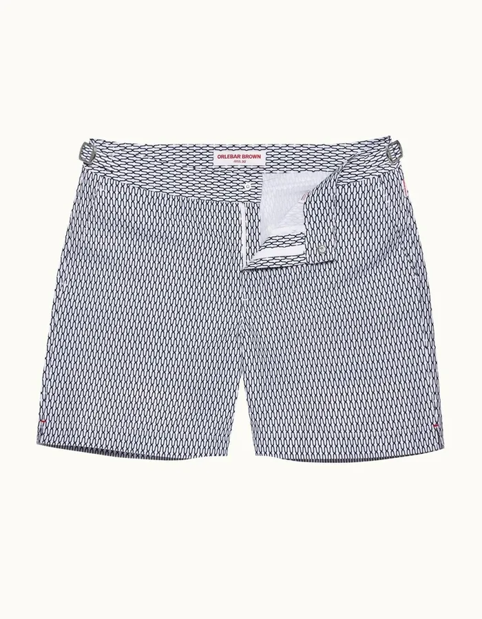 Men Orlebar Brown Swim Shorts Bulldog Whitemidnight Navy